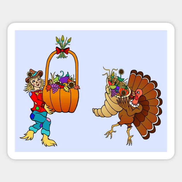 Fall Autumn Harvest Friends Magnet by Art by Deborah Camp